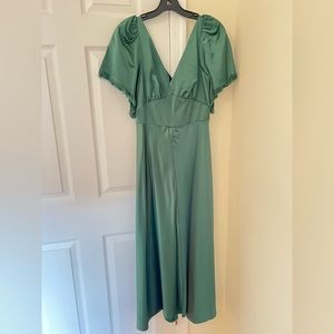 Lela Rose Hammered Satin Midi Dress